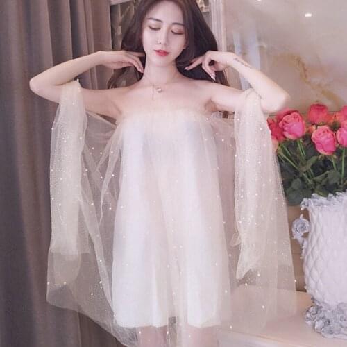 Mini-dress for Women Sexy Style Lace Mesh Off Shoulder Backless Summer Slash Neck Loose Party Dresses Female Fashion Brand New