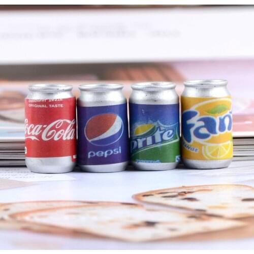 4pcs 1/12 Scale Cute Mini Coke Miniature Dollhouse Soda Can drink bottle Pretend Play Food for blyth barbies Kitchen Accessories