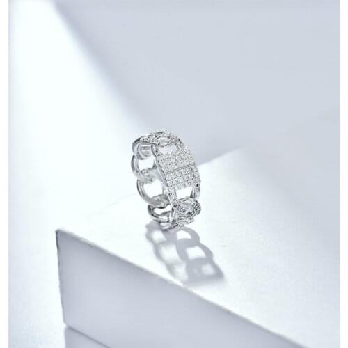 Fashion Luxury Silver Color Charm Aaa Cubic Zirconia Narrow Chain Rings For Women Stone Party Jewelry Zk40