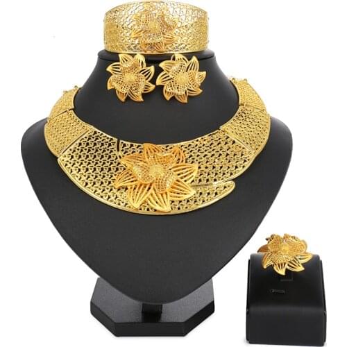 Longqu Fashion African Women Costume Jewelry Set Nigerian Wedding designer Jewelry set Dubai gold bridal Jewelry set Wholesale