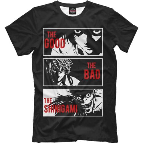 100% Cotton Print Mens Summer Death Note NEW T-shirt Cartoon Anime Cool Designe HQ Full Print Tee Shirt