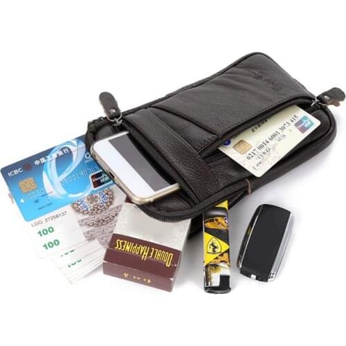 Mens Genuine Leather Fashion Phone Pouch Belt Bag Shoulder Crossbody Waist Pack M2EA