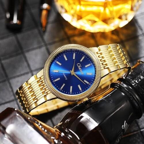 Top Brands Luxury Golden Men Quartz Watches Stainless Stell Fashion Western style Men Wristwatch Relogio Masculino Montre Homme