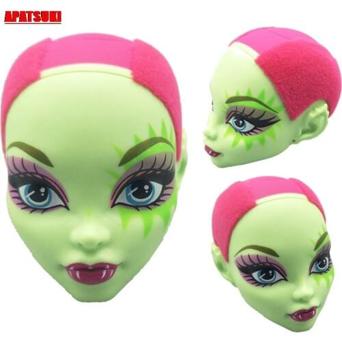 Green Face Soft Bald Head For Monster High Doll Make Up Heads for 1:6 BJD Doll Practice Makeup Monster Head 1/6 Doll Accessories