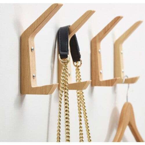 Simple Wood Hanging Hooks Wall Mounted Coat Clothes Hanger Key Holder Hat Handbag Storage Hanger Bathroom Rack Home Decor