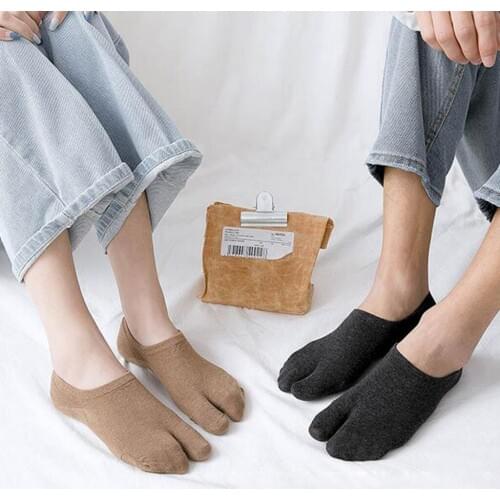 1 Pair 2-Toe Flip Flop Socks Soft Breathable Thin Low Cut Boat Socks Unisex