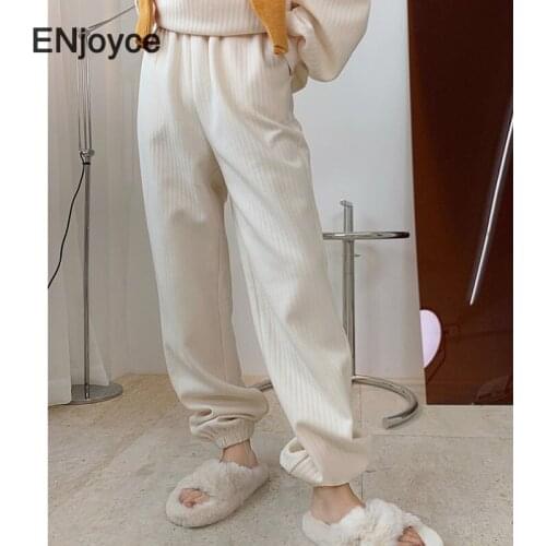 2020 Winter New Design Thick Pants Women High Waist Sport Extended Sweatpants Corduroy Joggers Pant Harem Hip Hop Trousers