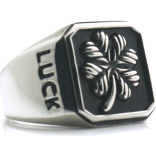 New Arrival Unisex 316L Stainless Steel Good Luck Clover Ring