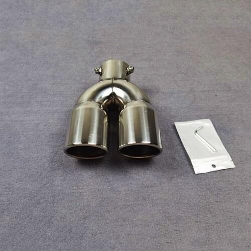 One PCS Y Model Black Muffler Tip Tailpipe Car Universal Length 215MM Width 163MM Silver Stainless Steel Dual Out Exhaust Pipe