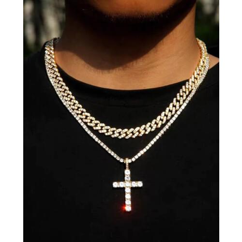 8MM iced out bling 5A cz cuban chain necklace high quality hip hop bling men boy cuban necklace