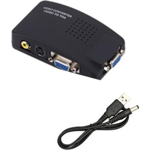 AV to VGA Adapter RCA VGA Converter PC RCA Composite S-Video AV Input to PC VGA LCD Output Converter Switch Box