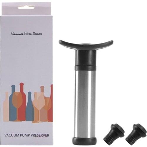 Durable Stainless Steel Vacuum Bottle Saver Pump Humanized Design Wine Stoppers for Preserving and Sealing Bottled Wine