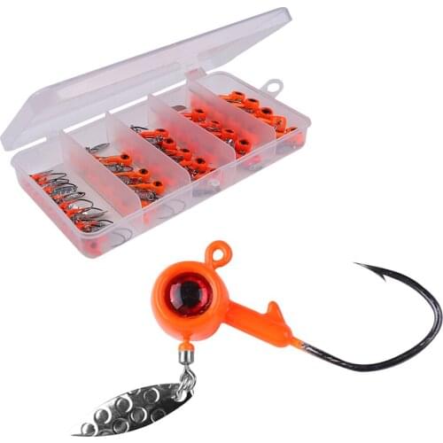 TAIGEK Fishing Lures Jig Heads ,Have Eyes,Ball Heads0.062oz-0.353oz ,Fresh or Saltwater Sharp Barbed Hooks