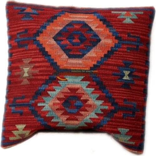 Decorative sofa pillow Wool Kilim Floral Weave Wool Aubusson Handmade Wool Wool Fancy Cases Home Decor