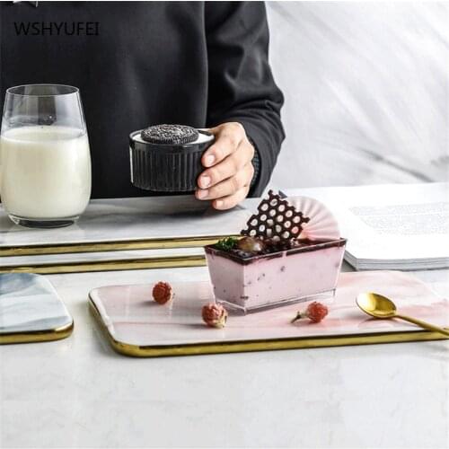Nordic Simple Smooth Exquisite Marble Ceramic Cutting Board Bread Western Food Plate Exquisite Tray Sushi Pizza Fruit Plate
