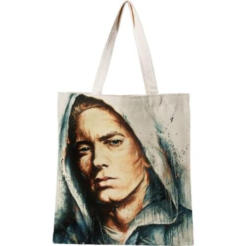 Custom Eminem Shopping Bag Graphic Tote Harajuku Shopper Bag Women Canvas Shoulder Bag Female Ulzzang Eco 30*35cm