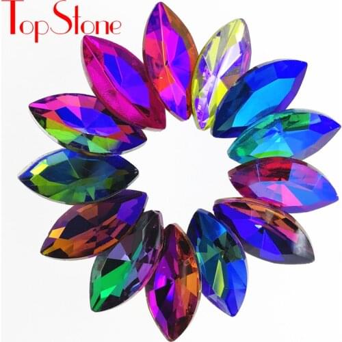 All Sizes Colored AB Navette Fancy Stone 5x10,7x15,9x18,13x27,17x32mm Pointback Marquise Glass Crystals No holes Jewelry Beads