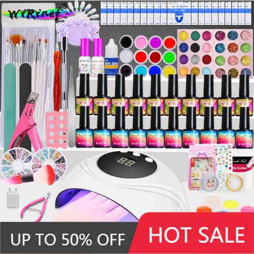 WiRinef Full Nail Tools Soak Off Colorful Uv Gel Polish Set White 24W UV Display Lamp DIY Art Manicure Tools Kits Sets