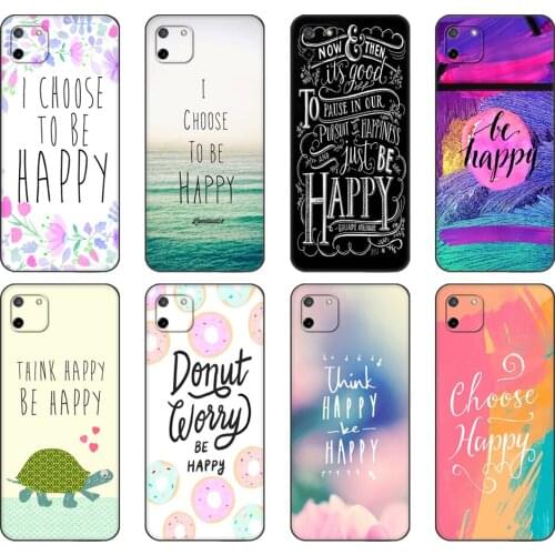 Black tpu Case For OPPO Realme C11 C20 C21 Case Back Cover Bumper Think Be Happy Choose