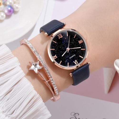 Luxury Colors Starry Sky Ladies Bracelet Watches 2020 Fashion Gold Women Wrist Watch Elegant Female Quartz Leather Clock Gift