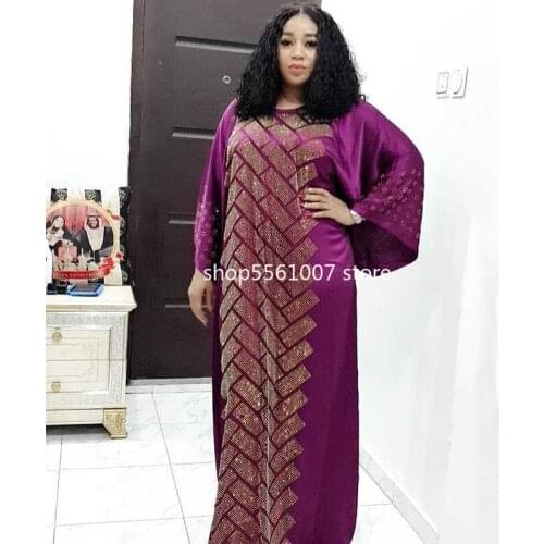 Robe Africaine Femme Plus Size Slik Dresses For Women Ankara Long Boubou Elegant Abaya Turkey Outfit Kaftans With Heavy Stone