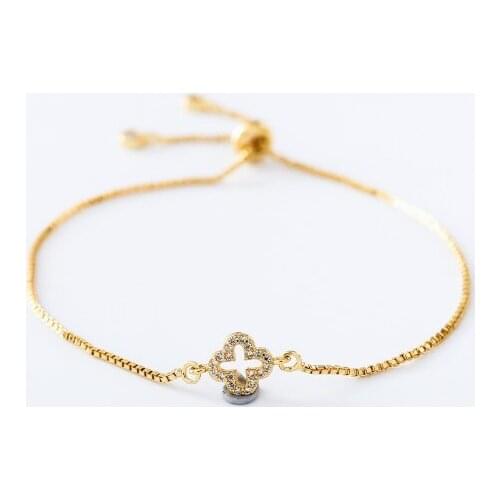 Gold silver Chain micro pave cz Zircon Cubic Zirconia bracelet rope adjusted Macrame clover Bangle yfg3 Fashion Jewelry gift