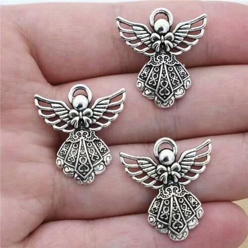 10 pieces of 26 * 23mm ancient wing guardian angel amulet beads pendant jewelry DIY Handmade Bracelet Necklace