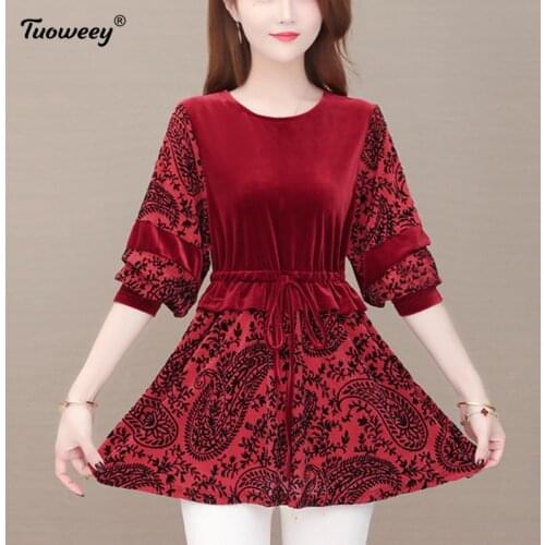 2021 plus size Women vintage floral Blouses patchwork Fashion autumn long Sleeve Shirt Female o neck tops camisas mujer elegant