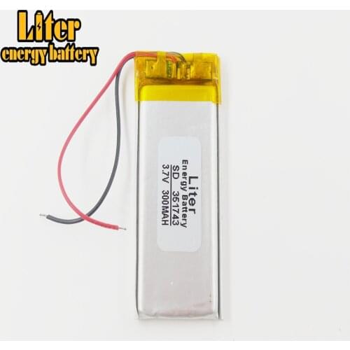 3.7V lithium polymer battery 351743 300MAH point reading pen recorder small toys wireless headphones