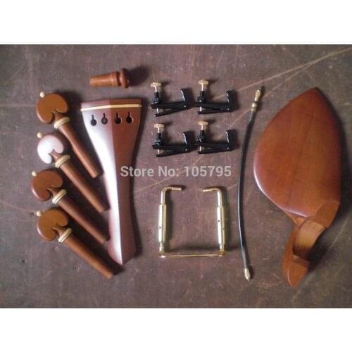 3 Sets Jujube wood Violin Parts 4/4 with Black Gold String adjuster and tail gut and clamp