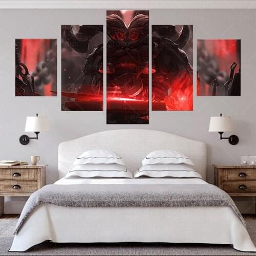 5 Panel LOL Ornn League of Legends HD Games Poster Painting Mural on Canvas for Home Wall Decor frame