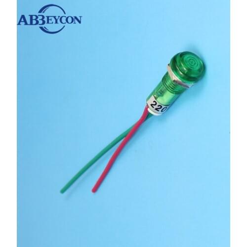 ABBEYCON 10mm color 220v natural gas pilot light voltage plastic lamp indicator red/green/yellow pilot light 100pcs/lot