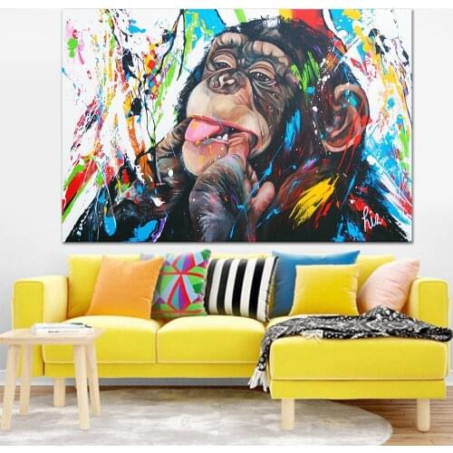 Abstract handpaint canvas printing printed orangutan animal wall art pictures modern bedroom kids room decoration canvas prints