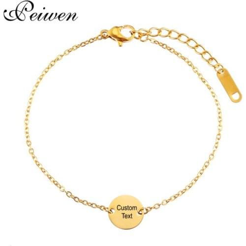 Personalized Custom Name Date Bracelets Women Men Round Stainless Steel Rose Gold Silver Color Chain Adjustable Summer Bracelets