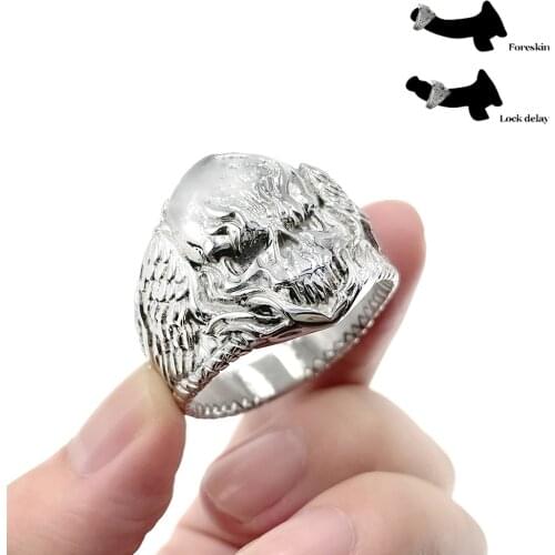 Skull Stainless Steel Cock Penis Ring Metal Bondage Lock Erection Chastity Cage Cockring Delay Ejaculation BDSM Sex Toy For Men