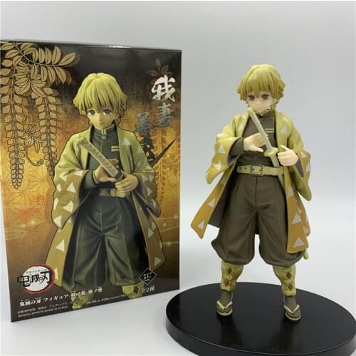 Demon Slayer Kimetsu no Yaiba Agatsuma Zenitsu Standing Holding Sword Comic Yellow PVC Action Figure Tanjirou Nezuko Toy 15cm