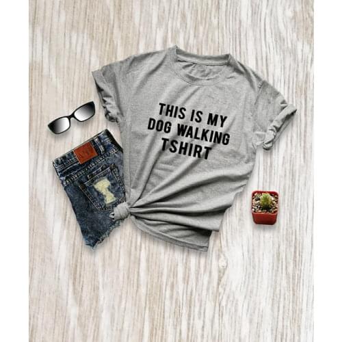 THIS IS MY DOGs WALKING TSHIRT Womens Short sleeve Cotton Funny Letter print Graphic O neck Tshirt for dog mom mama female