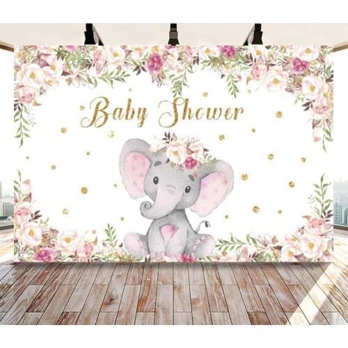 Customized Elephant Backdrops Baby Shower Birthday Photography Wooden Board Party Photography Backgrounds Photo Studio