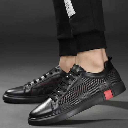 OKKDEY Genuine Leather Sneakers Mens Shoes 2020 Fashion Men luxury Designer High Quality Sapatos Masculinos Casuais Couro Black