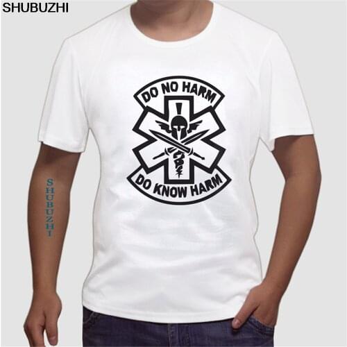 Summer Brand Clothing Do No Harm Do Know Harm Spartan Medic Emt T-Shirt street wear Tee shirt euro size