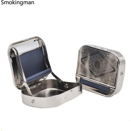 Metal Cigarette Case Manual Cigarette Roller Round Corner Silver Cigarette Case Cigarette box