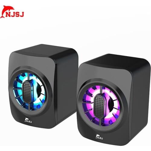 NJSJ USB Wired RGB Computer Speakers Deep Bass Sound Box Speaker For PC Laptop Subwoofer Multimedia Loudspeakers