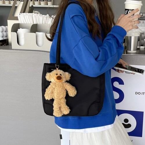 Fashion Waterproof Nylon Oxford Cloth Cute Bear Shoulder Bags for Women 2021 New Simple Casual Lightweight Big Shopping Tote Bag