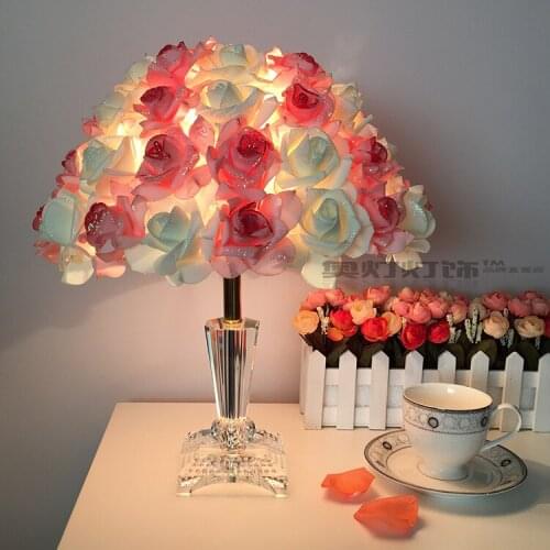Rose wedding gift Table lamp Crystal lamp bedroom bedside lamp decoration lamp European creative wedding marriage room reading