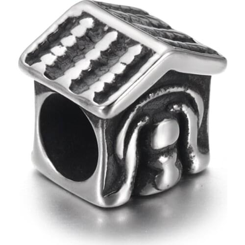 316L Stainless Steel Houselet Bead 5mm Hole Metal European Beads Bracelet Charm Supplies for DIY Jewelry Making Accessories