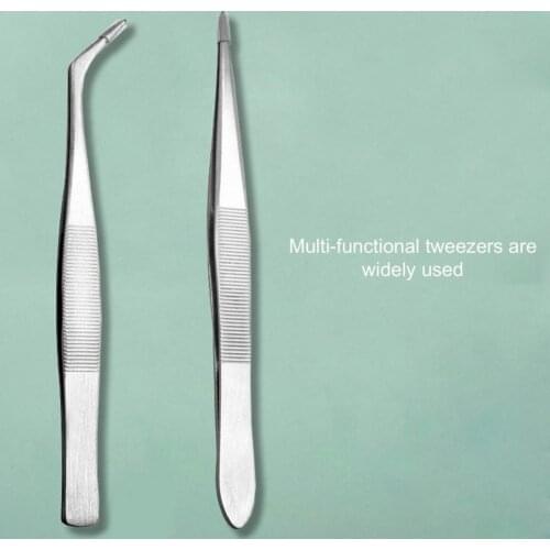 Stainless Steel Multifunctional Elbow Straight Clip Eyelash Grafting Tweezers Curved Straight Eyebrow Tweezers Antacid Tweezers