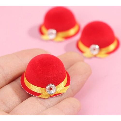 New Hot！1:12 Dollhouse Miniature Doll Hat Fashion Cap Red Bowler Hat Doll Decor Toy