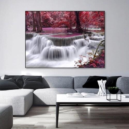 Scenery Of Waterfall Canvas Paintings Cuadros Realist Landscape Canvas Art Prints Posters And Prints Decorative Wall Pictures