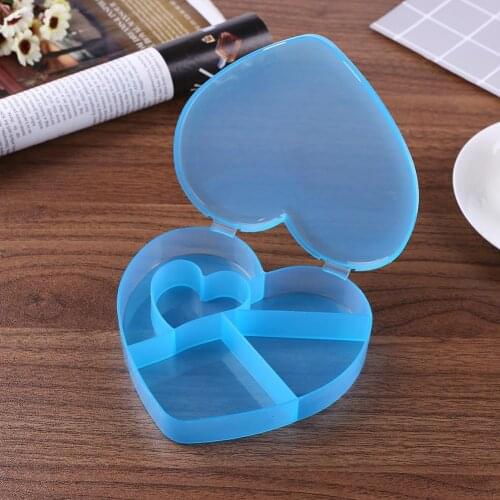 5 Slots Heart Shape Pill Case Box Plastic Case Jewelry Beads Boxes PP Resin Medicone Container