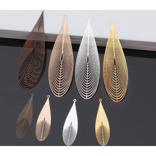 20 PCS Metal Brass Charms Hollow Leaf Charms Filigree Leaves Pendant DIY Jewelry Accessories 25*85mm 14.6*50.5mm